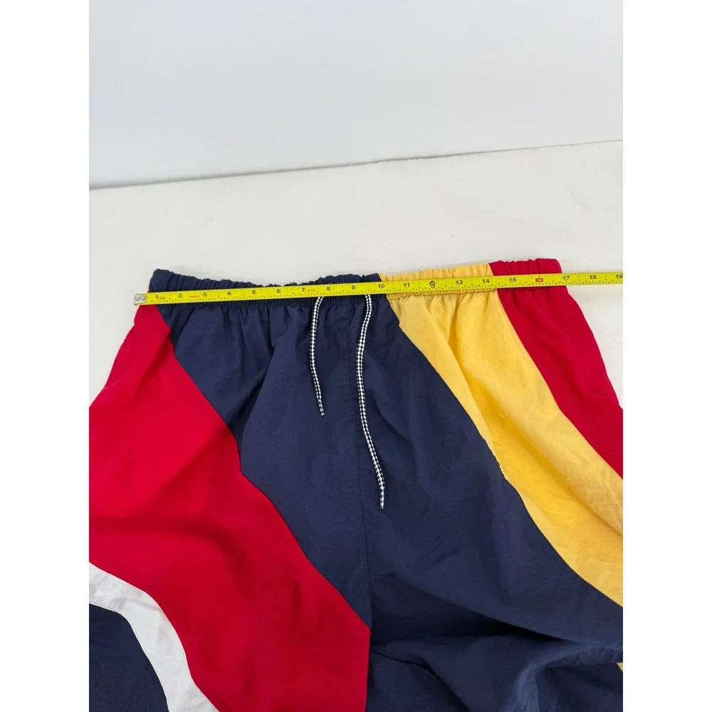 Merona Mens Swim Trunks Navy Red Yellow Vintage Mesh Lined Shorts Sz XL‎